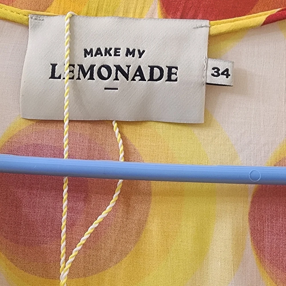 New Lemonade Yellow and Red Polka‎ Dot Top, Size 34.